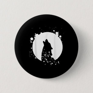 Wolf Men Silhouette Animal Motif Umwelt Button