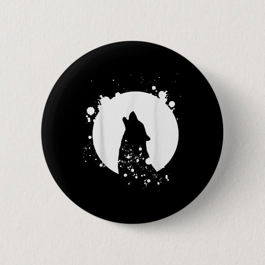 Wolf Men Silhouette Animal Motif Umwelt Button (Vorderseite)