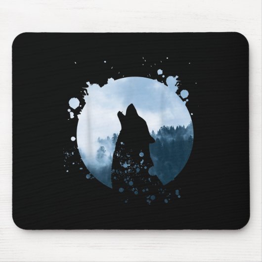 Wolf Men Silhouette Animal Motif Umwelt Mousepad (Vorne)