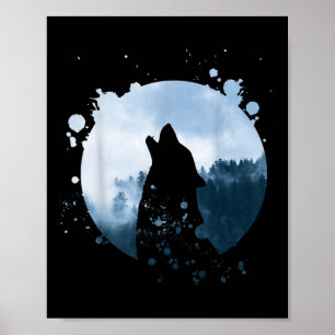 Wolf Men Silhouette Animal Motif Umwelt Poster