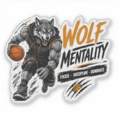 Wolf Mentalität Basketball Aufkleber (Vorderseite)