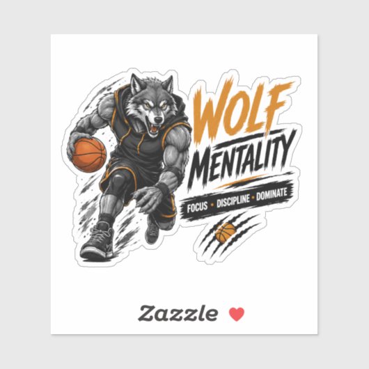 Wolf Mentalität Basketball Aufkleber (Blatt)