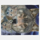 WOLF mit 2 CUBS Fleecedecke (Vorderseite (Horizontal))