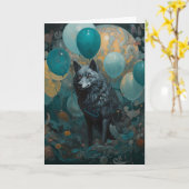 Wolf mit Balloons Geburtstag Karte (Gelbe Blume)