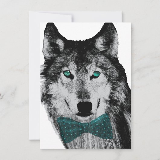 Wolf mit blauen Augen Einladung (Rückseite)