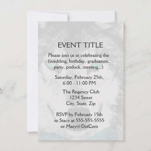 Wolf mit blauen Augen Einladung (Vorderseite)