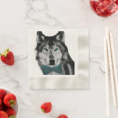 Wolf mit Blauen Augen und einer Krawatte mit Bow Serviette (Beispiel)