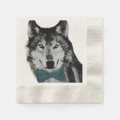 Wolf mit Blauen Augen und einer Krawatte mit Bow Serviette (Vorderseite)