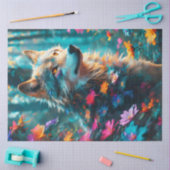 Wolf mit Blume Seidenpapier (Basteln)