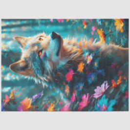 Wolf mit Blume Seidenpapier