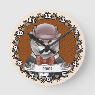 Wolf mit Brille Runde Wanduhr