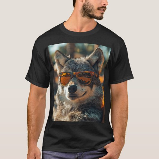 Wolf mit entspanntem Lächeln T-Shirt (Vorderseite)