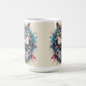 Wolf mit geometrischen Elementen und lebendigen Fa Kaffeetasse (Mittel)