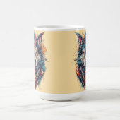 Wolf mit geometrischen Elementen und lebendigen Fa Kaffeetasse (Mittel)