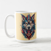 Wolf mit geometrischen Elementen und lebendigen Fa Kaffeetasse (Links)