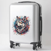 Wolf mit geometrischen Elementen und lebhaften Far Aufkleber (Koffer)
