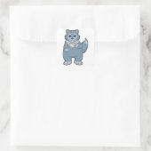 Wolf mit Kaffee-Cup Quadratischer Aufkleber (Tasche)