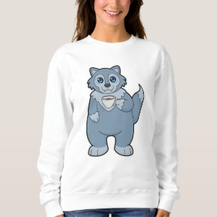 Wolf mit Kaffee-Cup Sweatshirt