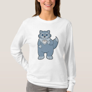 Wolf mit Kaffee-Cup T-Shirt