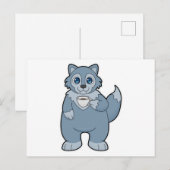 Wolf mit Kaffeetasse Postkarte (Vorne/Hinten)