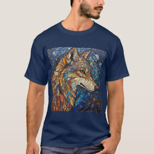Wolf mit lebendigen farbenfrohen Glasstücken T-Shirt