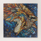 Wolf mit lebhaften farbenfrohen Glasstücken Puzzle (Horizontal)