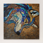 Wolf mit lebhaften farbenfrohen Glasstücken Puzzle (Horizontal)