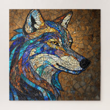 Wolf mit lebhaften farbenfrohen Glasstücken