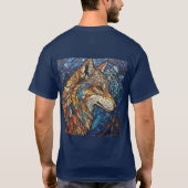 Wolf mit lebhaften farbenfrohen Glasstücken T-Shirt (Rückseite)