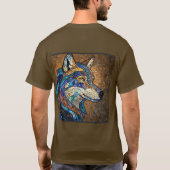 Wolf mit lebhaften farbenfrohen Glasstücken T-Shirt (Rückseite)