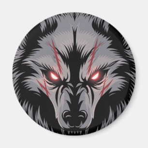 Wolf mit leuchtenden roten Augen bekämen Magnet