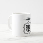 Wolf mit Mondphasen Kaffeetasse (Vorderseite Links)
