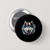 Wolf mit Skischneebrille Wolf Skifahren Liebhaber Button (Vorne & Hinten)
