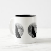 Wolf mit Vollmond Design-Kaffee-Tasse. Zweifarbige Tasse (Vorderseite Links)