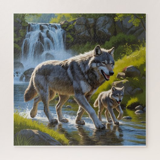 Wolf Mom and Pup Puzzle (Vertikal)