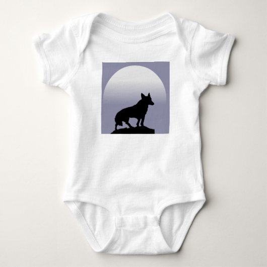 Wolf-Mond Baby Strampler (Vorderseite)
