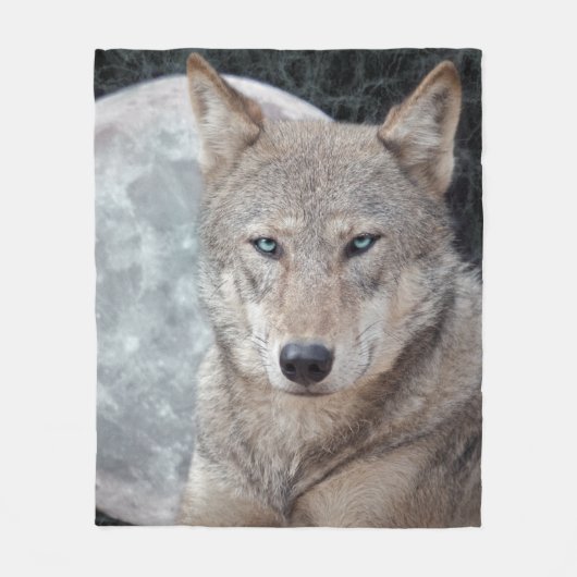 Wolf-Mond-Fleece-Decke Fleecedecke (Vorderseite)