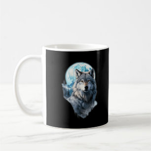 Wolf Mond Grafik Heulend ,unter Vollmondnacht  Kaffeetasse