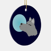 Wolf-Mond Keramik Ornament (Rechts)