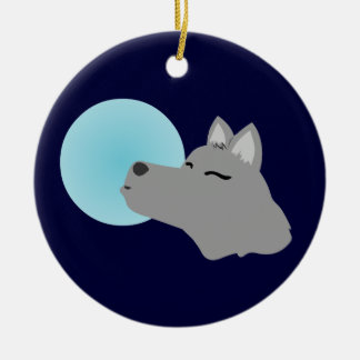 Wolf-Mond Keramik Ornament