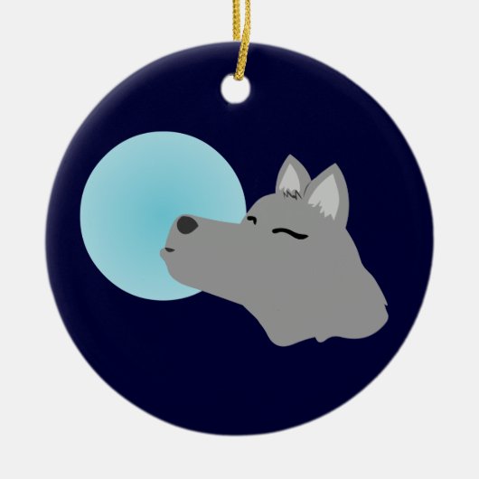 Wolf-Mond Keramik Ornament (Vorne)