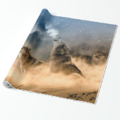 Wolf-Mond-Nebel-Natur-Landschaft Geschenkpapier (Ungerollt)
