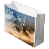 Wolf-Mond-Nebel-Natur-Landschaft Große Geschenktüte (Vorderseite Schrägansicht)