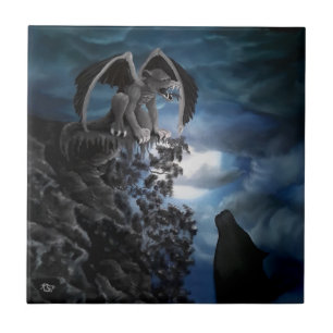 Wolf Mond - Wolf mit Golem Fliese