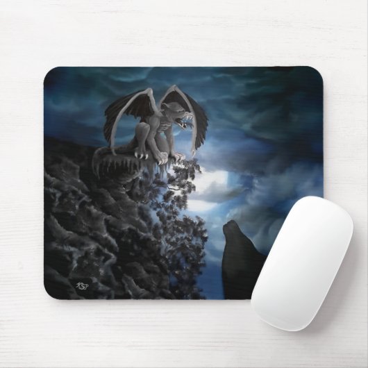 Wolf Mond - Wolf mit Golem Mousepad (Mit Mouse)