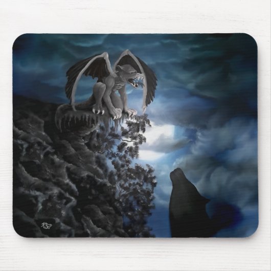 Wolf Mond - Wolf mit Golem Mousepad (Vorne)