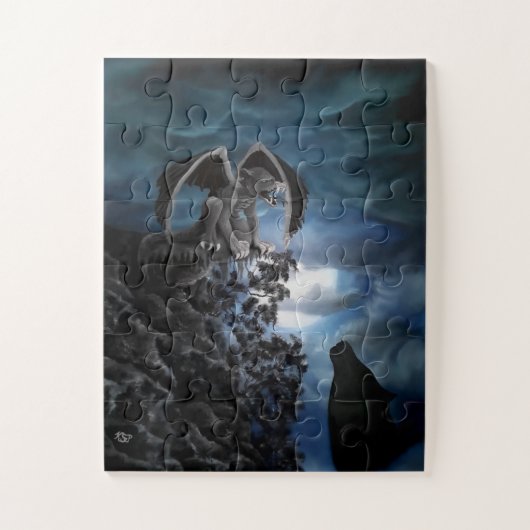 Wolf Mond - Wolf mit Golem Puzzle (Vertikal)