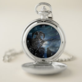 Wolf Mond - Wolf mit Golem Taschenuhr