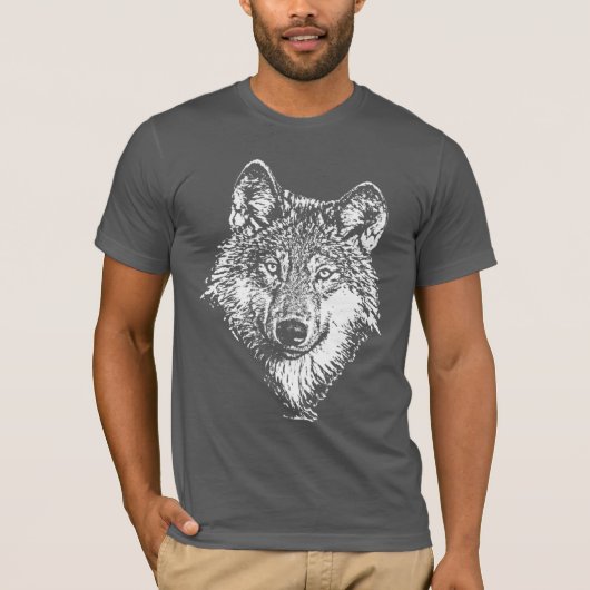 Wolf-Monochrom-T - Shirt (Vorderseite)