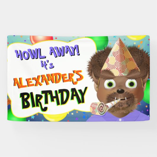 Wolf Monster Birthday Party Banner (Horizontal)